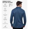 Merino Wool Shirts for Men – 100% Merino Wool Button Up Shirt Men Long and Short Sleeve Lightweight Breathable(Denim Long Sleeve)