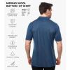 Merino Wool Shirts for Men – 100% Merino Wool Button Up Shirt Men Long and Short Sleeve Lightweight Breathable(Denim Short Sleeve)