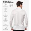 Merino Wool Shirts for Men – 100% Merino Wool Button Up Shirt Men Long and Short Sleeve Lightweight Breathable(Light Grey Long Sleeve)