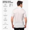 Merino Wool Shirts for Men – 100% Merino Wool Button Up Shirt Men Long and Short Sleeve Lightweight Breathable(Light Grey Short Sleeve)