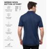 Merino Wool Shirts for Men – 100% Merino Wool Button Up Shirt Men Long and Short Sleeve Lightweight Breathable(Navy Short Sleeve)