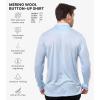 Merino Wool Shirts for Men – 100% Merino Wool Button Up Shirt Men Long and Short Sleeve Lightweight Breathable(Oxford Blue Long Sleeve)