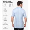 Merino Wool Shirts for Men – 100% Merino Wool Button Up Shirt Men Long and Short Sleeve Lightweight Breathable(Oxford Blue Short Sleeve)