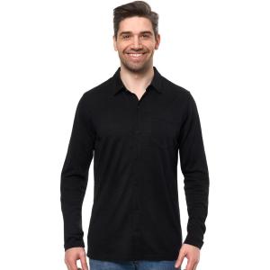 Merino Wool Shirts for Men – 100% Merino Wool Button Up Shirt Men Long and Short Sleeve Lightweight Breathable(Black Long Sleeve)