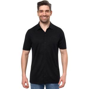 Merino Wool Shirts for Men – 100% Merino Wool Button Up Shirt Men Long and Short Sleeve Lightweight Breathable(Black Short Sleeve)