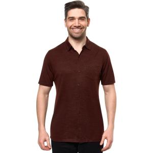 Merino Wool Shirts for Men – 100% Merino Wool Button Up Shirt Men Long and Short Sleeve Lightweight Breathable(Bordo Short Sleeve)
