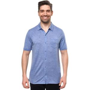 Merino Wool Shirts for Men – 100% Merino Wool Button Up Shirt Men Long and Short Sleeve Lightweight Breathable(Deep Blue Short Sleeve)