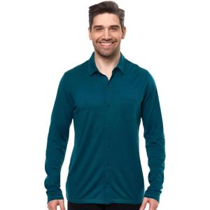 Merino Wool Shirts for Men – 100% Merino Wool Button Up Shirt Men Long and Short Sleeve Lightweight Breathable(Deep Teal Long Sleeve)