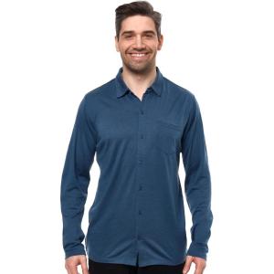 Merino Wool Shirts for Men – 100% Merino Wool Button Up Shirt Men Long and Short Sleeve Lightweight Breathable(Denim Long Sleeve)