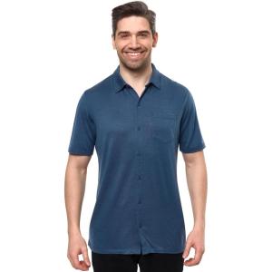 Merino Wool Shirts for Men – 100% Merino Wool Button Up Shirt Men Long and Short Sleeve Lightweight Breathable(Denim Short Sleeve)