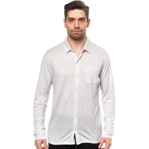 Merino Wool Shirts for Men – 100% Merino Wool Button Up Shirt Men Long and Short Sleeve Lightweight Breathable(Light Grey Long Sleeve)