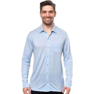 Merino Wool Shirts for Men – 100% Merino Wool Button Up Shirt Men Long and Short Sleeve Lightweight Breathable(Oxford Blue Long Sleeve)