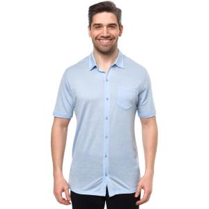 Merino Wool Shirts for Men – 100% Merino Wool Button Up Shirt Men Long and Short Sleeve Lightweight Breathable(Oxford Blue Short Sleeve)
