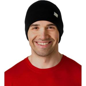 Merino Wool Beanie Hat – Cuff Style for Men and Women Unisex Adult(Shadow Black)