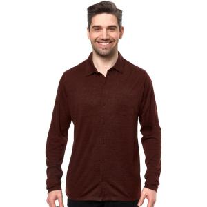 Merino Wool Shirts for Men – 100% Merino Wool Button Up Shirt Men Long and Short Sleeve Lightweight Breathable(Bordo Long Sleeve)