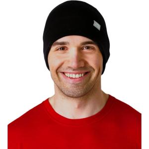 Unisex Merino Wool Hat – Cuffed Beanie for Men and Women(Charcoal Black)