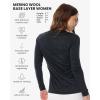 Merino Wool Base Layer Women – 100% Merino Wool Shirt Women Thermal Underwear Long Sleeve T-Shirt for Hiking(190 Melange Black V-neck)