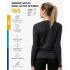 Merino.tech Merino Wool Base Layer Women – 100% Merino Wool Heavyweight, Midweight, Lite Long Sleeve Thermal Shirt and Socks(165 Melange Black)
