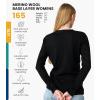 Merino.tech Merino Wool Base Layer Women – 100% Merino Wool Heavyweight, Midweight, Lite Long Sleeve Thermal Shirt and Socks(165 V-neck Black)