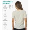 Merino.tech Merino Wool T Shirt Women – 100% Merino Wool Base Layer Women Short Sleeve Moisture-Wicking Tee and Hiking Socks(Creamy V-neck)