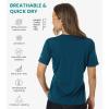 Merino.tech Merino Wool T Shirt Women – 100% Merino Wool Base Layer Women Short Sleeve Moisture-Wicking Tee and Hiking Socks(_Deep Teal V-neck)
