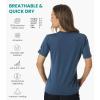 Merino.tech Merino Wool T Shirt Women – 100% Merino Wool Base Layer Women Short Sleeve Moisture-Wicking Tee and Hiking Socks(_Denim Blue V-neck)