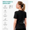Merino.tech Merino Wool Shirt Women – 100% Merino Wool Base Layer Women Short Sleeve Tee(Melange Black Crewneck)