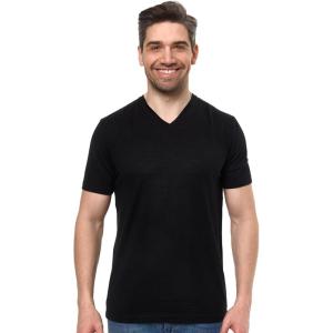 Merino Wool T-Shirt Mens – Short Sleeve Merino Wool Shirts for Men Sport Lightweight Thermal Base Layer Hiking Tshirt V-Neck(Black V-neck)