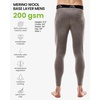 Merino Wool Base Layer Mens Pants – Long, 3/4 Length Merino Wool Thermal Long Johns for Men Underwear Bottoms Leggings(200 Grey Melange)