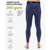 Merino Wool Base Layer Mens Pants – Long, 3/4 Length Merino Wool Thermal Long Johns for Men Underwear Bottoms Leggings(200 Windsor Blue)
