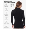 Merino Wool Base Layer Women Turtleneck – Merino Wool Sweater Women – High Neck, Low Neck Long Sleeve Pullover Thermal Shirt(260 Black Low Neck)
