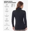 Merino Wool Base Layer Women Turtleneck – Merino Wool Sweater Women – High Neck, Low Neck Long Sleeve Pullover Thermal Shirt(260 Charcoal High Neck)