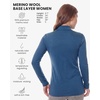 Merino Wool Base Layer Women Turtleneck – Merino Wool Sweater Women – High Neck, Low Neck Long Sleeve Pullover Thermal Shirt(260 Denim Low Neck)