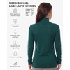 Merino Wool Base Layer Women Turtleneck – Merino Wool Sweater Women – High Neck, Low Neck Long Sleeve Pullover Thermal Shirt(260 Forest Green High Neck)