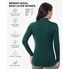 Merino Wool Base Layer Women Turtleneck – Merino Wool Sweater Women – High Neck, Low Neck Long Sleeve Pullover Thermal Shirt(260 Forest Green Low Neck)