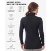 Merino Wool Base Layer Women Turtleneck – Merino Wool Sweater Women – High Neck, Low Neck Long Sleeve Pullover Thermal Shirt(260 Heathered Black High Neck)