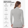 Merino Wool Base Layer Women Turtleneck – Merino Wool Sweater Women – High Neck, Low Neck Long Sleeve Pullover Thermal Shirt(260 Light Grey High Neck)