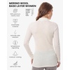 Merino Wool Base Layer Women Turtleneck – Merino Wool Sweater Women – High Neck, Low Neck Long Sleeve Pullover Thermal Shirt(260 Natural White Low Neck)