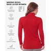 Merino Wool Base Layer Women Turtleneck – Merino Wool Sweater Women – High Neck, Low Neck Long Sleeve Pullover Thermal Shirt(260 Red High Neck)