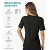 Merino.tech Merino Wool Shirt Women – 100% Merino Wool Base Layer Women Short Sleeve Tee(Melange Black Scoopneck)
