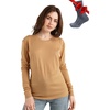 Merino.tech Merino Wool Base Layer Women – 100% Merino Wool Heavyweight, Midweight, Lite Long Sleeve Thermal Shirt and Socks(165 Camel)