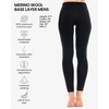 Merino Wool Base Layer Women – 100% Merino Wool Thermal Pants Leggings(190 Rich Black)