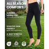 Merino Wool Base Layer Women – 100% Merino Wool Thermal Pants Leggings(190 Rich Black)