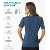 Merino.tech Merino Wool T Shirt Women – 100% Merino Wool Base Layer Women Short Sleeve Moisture-Wicking Tee and Hiking Socks (Medium, Denim Blue V-Neck)