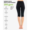 Women’s Merino Wool Base Layer Pants – 100% Merino Wool Thermal Leggings(190 Ink Black Mid-calf)