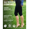 Women’s Merino Wool Base Layer Pants – 100% Merino Wool Thermal Leggings(190 Ink Black Mid-calf)