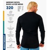 Merino.tech Merino Wool Base Layer – Mens 100% Merino Wool Long Sleeve Thermal Shirts Heavyweight, Midweight, Lite with Socks(320 Noir)