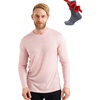 Merino.tech Merino Wool Base Layer – Mens 100% Merino Wool Long Sleeve Thermal Shirts Heavyweight, Midweight, Lite with Socks(165 Pale Coral)