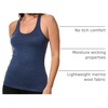 Merino Wool Tank Top Women – Active Merino Wool Undershirt Moisture Wicking Breathable Anti-Odor Lightweight Base Layer(Windsor Blue:racerback)