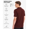 100% Merino Wool V Neck Polo Shirts for Men – Short & Long Sleeve Shirt | Lightweight, Breathable Merino Wool, Naturally Anti-Odor, Moisture-Wicking, Ideal for Work, Travel, Everyday Wear, Layering(Bordo)